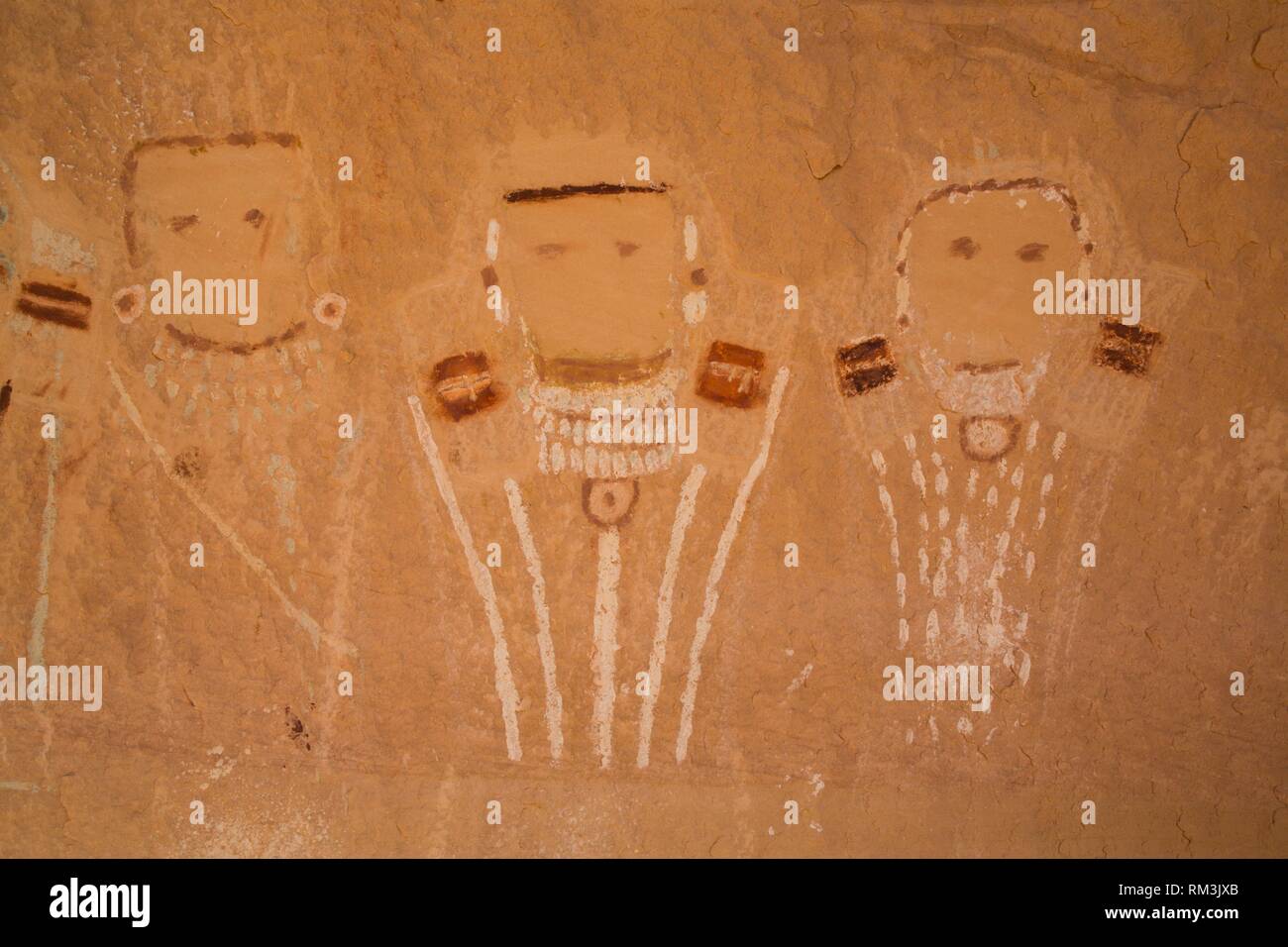 Five Faces Pictograph Panel, Davis Canyon, Canyonlands National Park, Utah, USA Stock Photo