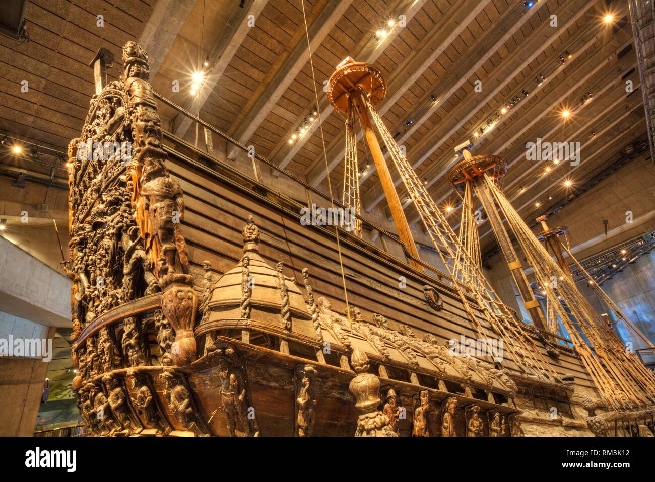 Stern, 17th Century Warship, Vasa Maritime Museum (Vasamuseet), Djurgarden Island, Stockholm, Sweden Stock Photo