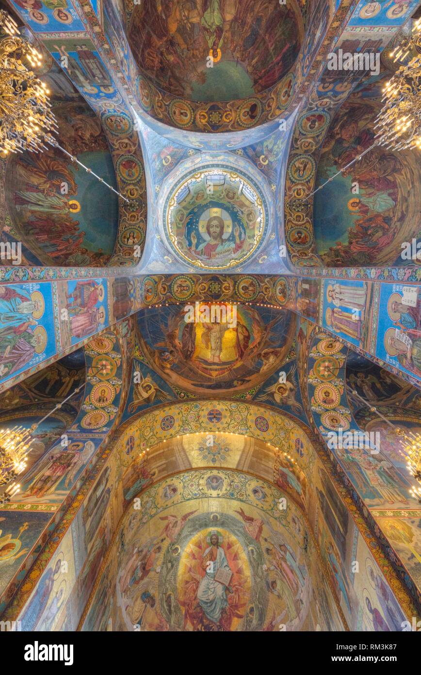 Ceiling And Wall Frescoes Church Of The Savior On Spilled