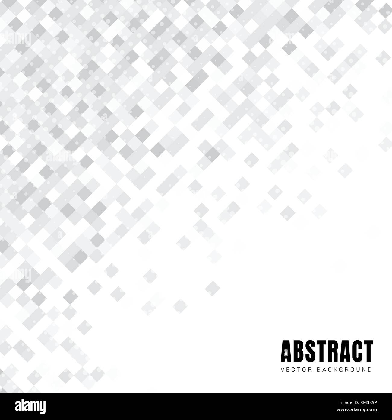 Abstract white squares diagonal pattern with dots halftone and copy space. Vector illustration Stock Vector