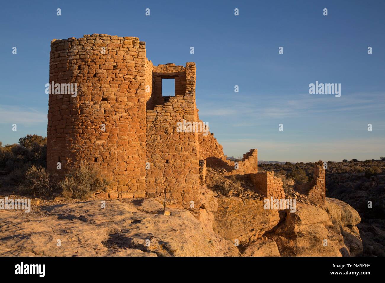 Hovenweep Castle, Late Afternoon, Ancestral Pueblo, Hovenweep National Monument, Utah, USA Stock Photo