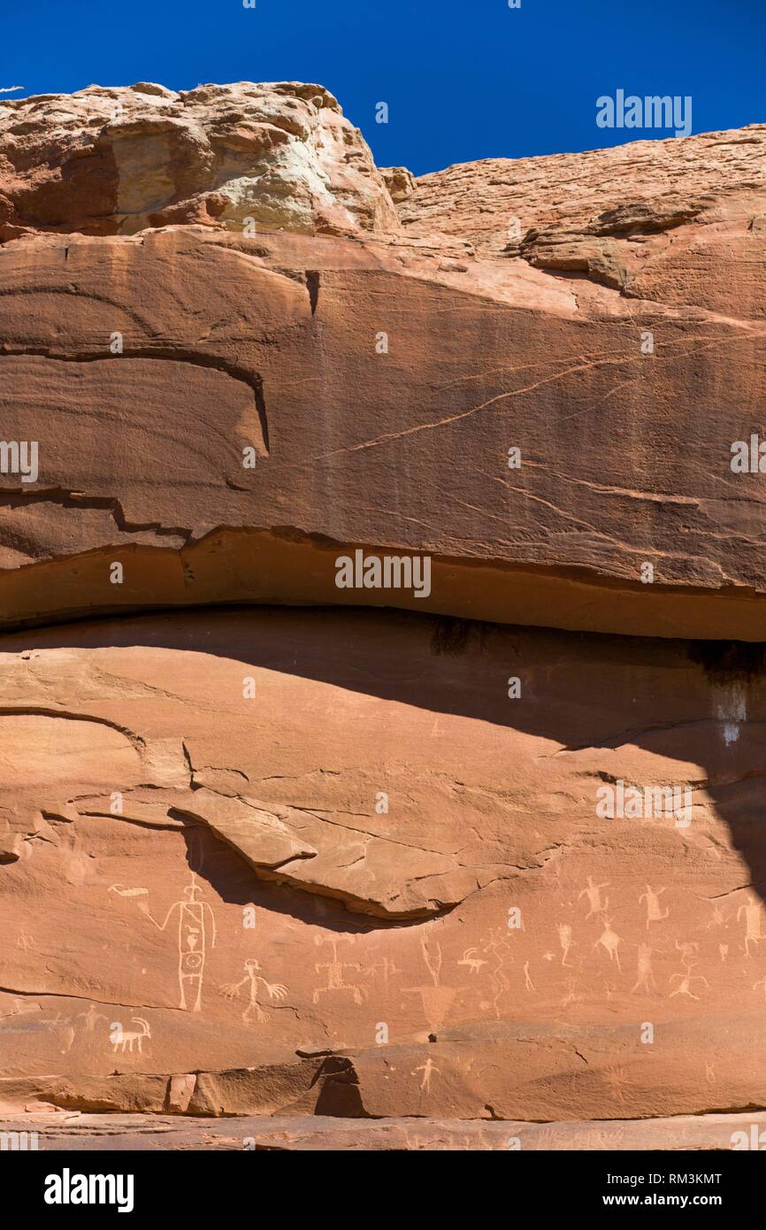 Ancestral Puebloan Petroglyphs, Upper Sand Island, Bears Ears National Monument, Utah, USA Stock Photo