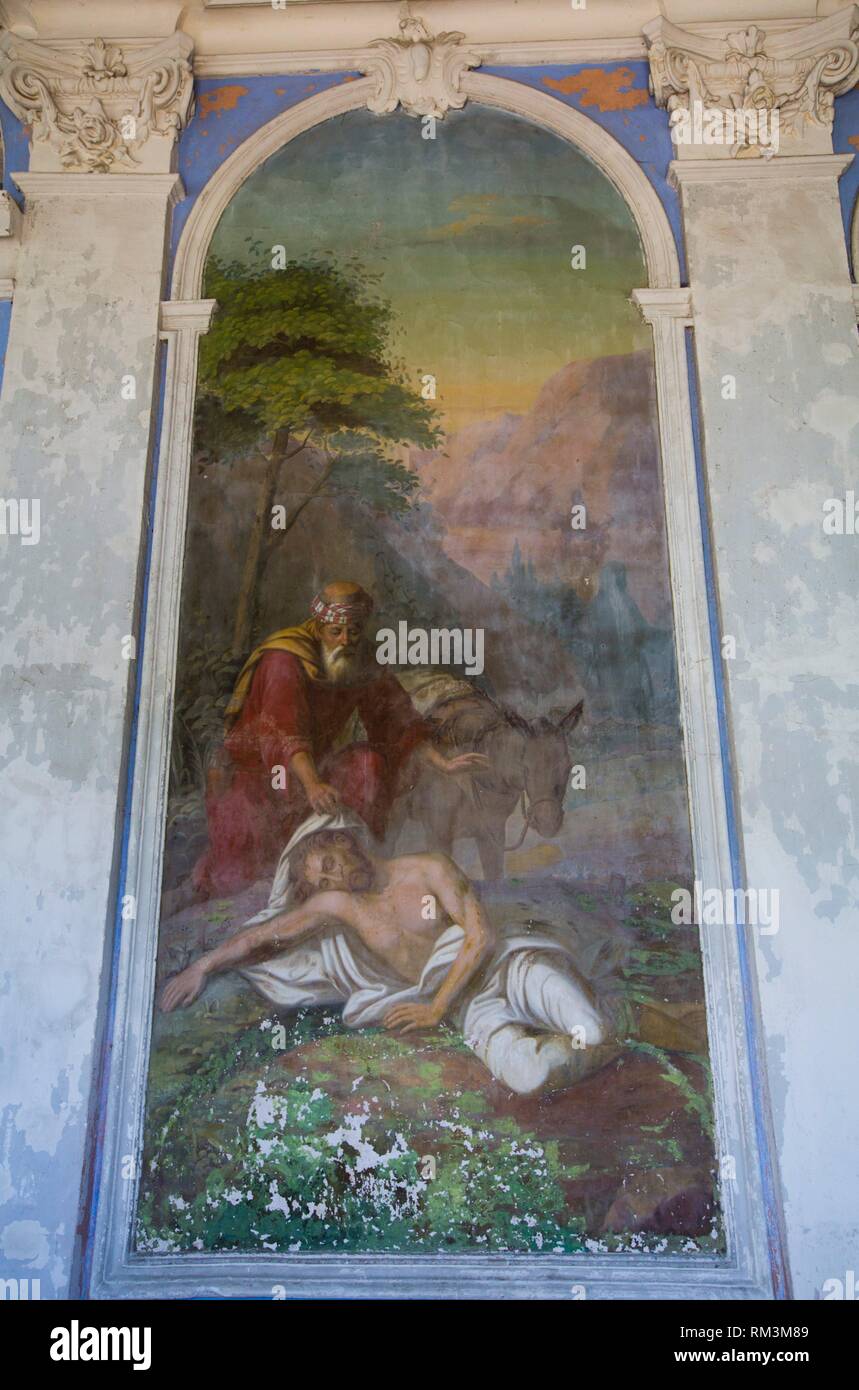 Frescoes, Church of All Saints, Goritsky Dormition Monastery, Pereslavl-Zalessky, Golden Ring, Yaroslavl Oblast, Russia Stock Photo