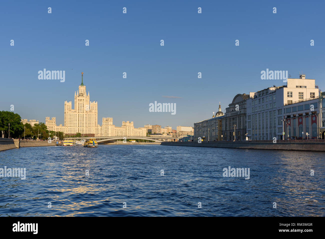 Stalin skyscraper on the Kotelnicheskaya Embankment of Moscow river in Moscow, Russia Stock Photo