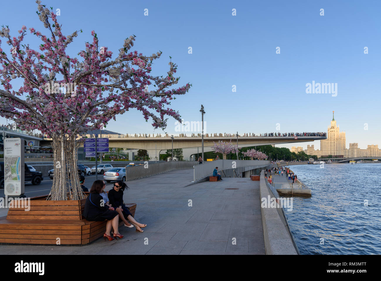 Moscow, Russia -13 May 2018: Embankment of Moscow River, Zaryadye Park Stock Photo