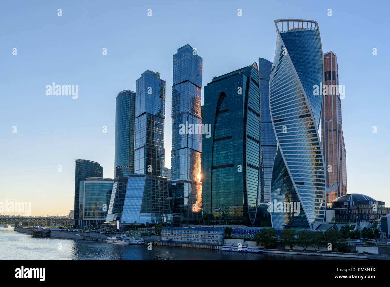 The main business district of Moscow is Moscow City. Modern skyscrapers on the banks of the Moscow River. Moscow, Russia Stock Photo