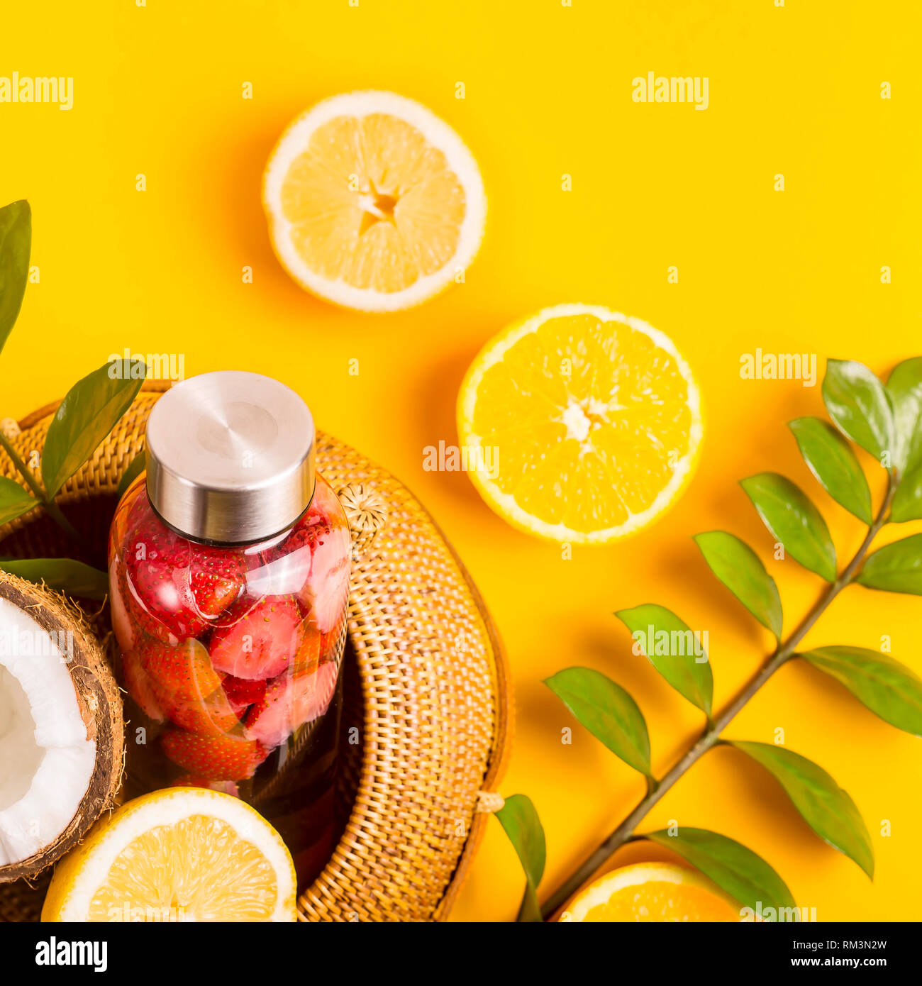Top View Paper Bag With Fresh Organic Tangerines On A Vibrant Yellow  Background Stock Photo, Picture and Royalty Free Image. Image 134591070.