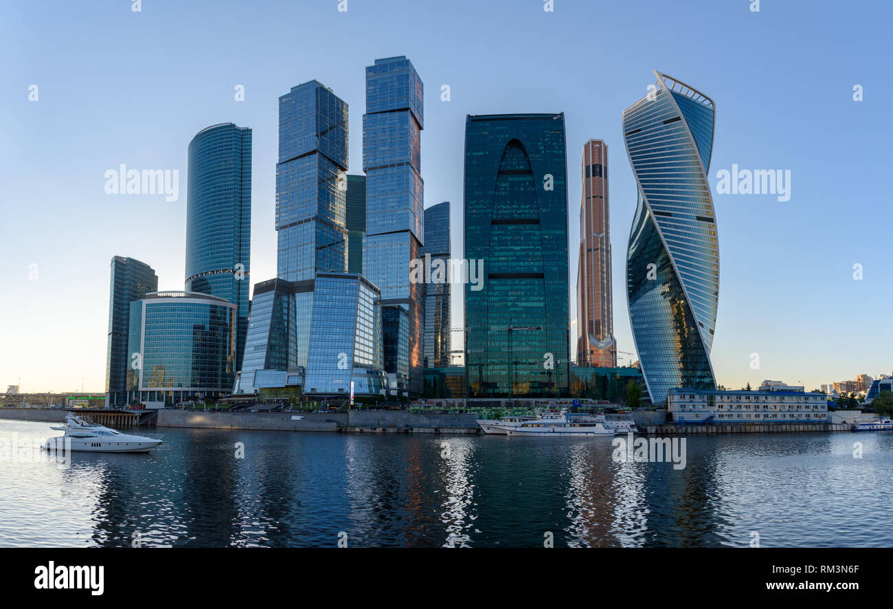 Panoramic view of the business district in Moscow - Moscow International Business Center 'Moscow City' Stock Photo