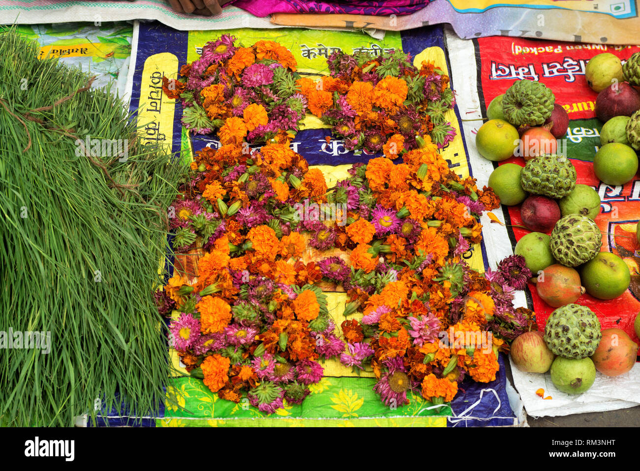 flowers and fruits, Ganapati festival, Pune, Maharashtra, India, Asia