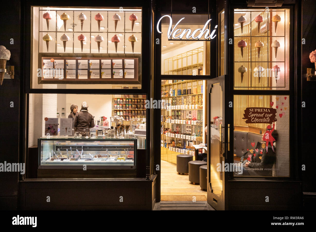 Venchi chocolate shop in London, South Kensington, UK Stock Photo