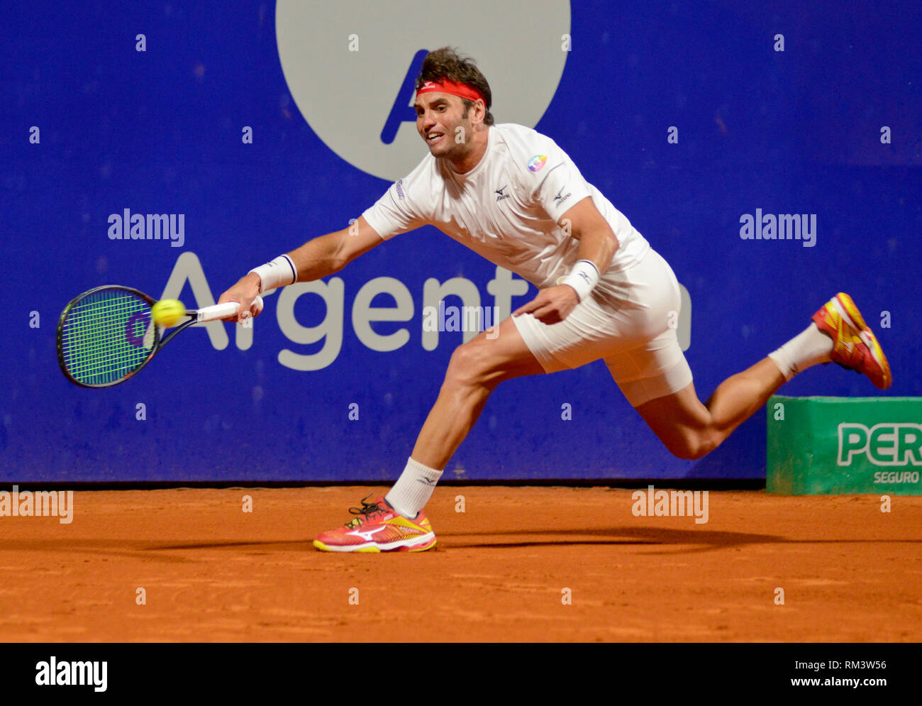 Buenos Aires, Argentina. 12th Feb 2019. Malek Jaziri (Tunisia) lost against David Ferrer (Spain) in the Argentina Open, an ATP 250 tennis tournament Credit: Mariano Garcia/Alamy Live News Stock Photo