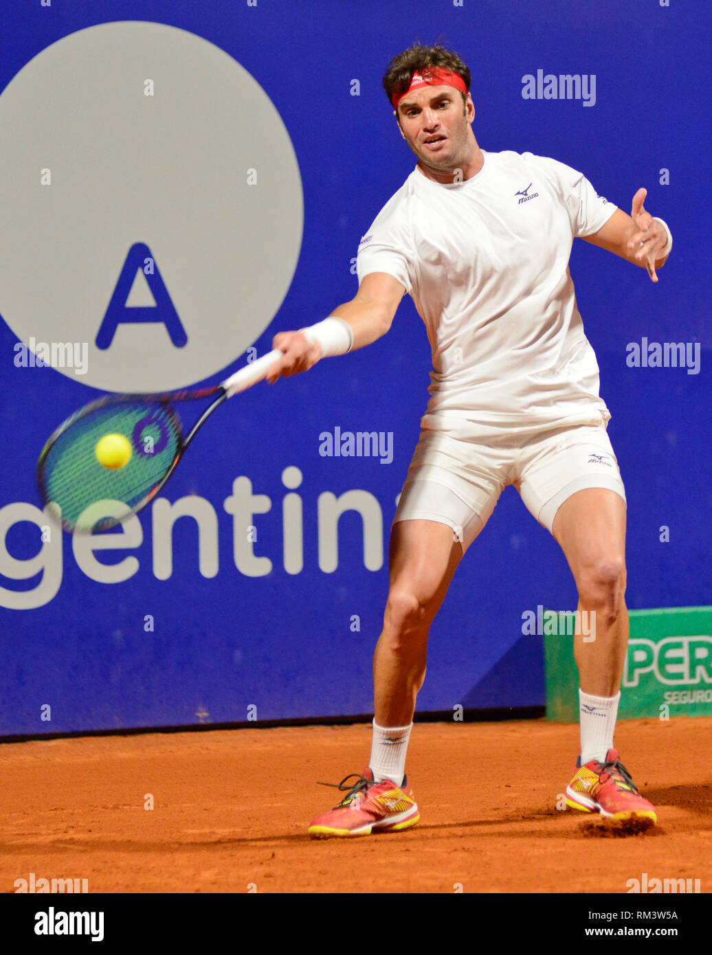 Buenos Aires, Argentina. 12th Feb 2019. Malek Jaziri (Tunisia) lost against David Ferrer (Spain) in the Argentina Open, an ATP 250 tennis tournament Credit: Mariano Garcia/Alamy Live News Stock Photo