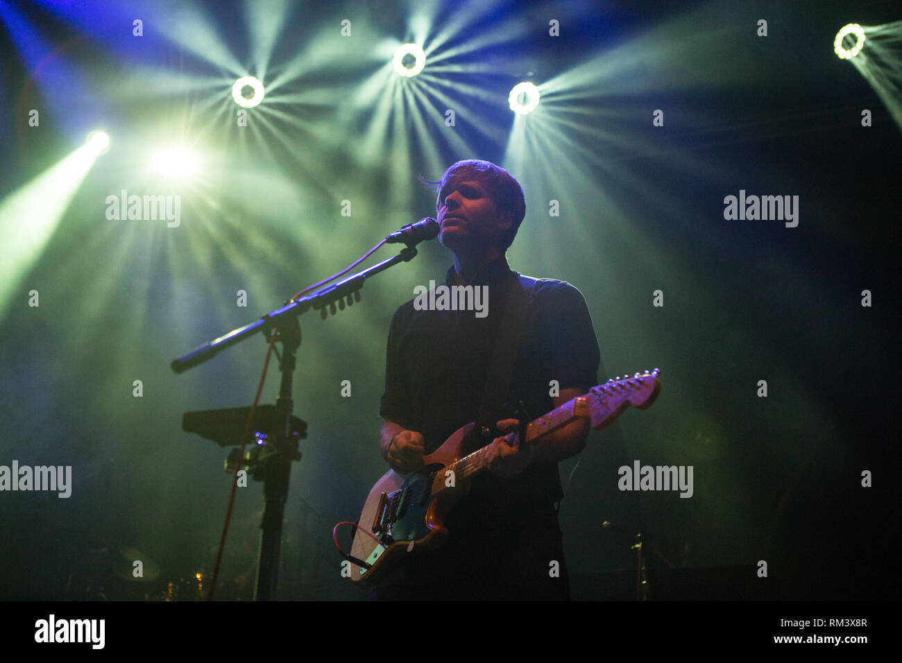 Oslo, Norway. 12th Feb, 2019. Norway, Oslo - February 12, 2019. The American alternative rock band Death Cab For Cutie performs a live concert at Sentrum Scene in Oslo. Here singer and musician Ben Gibbard is seen live on stage. (Photo Credit: Gonzales Photo/Alamy Live News Stock Photo