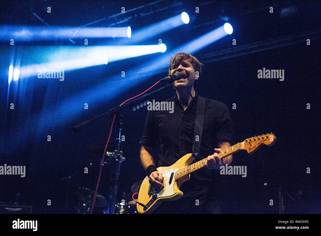 Oslo, Norway. 12th Feb, 2019. Norway, Oslo - February 12, 2019. The American alternative rock band Death Cab For Cutie performs a live concert at Sentrum Scene in Oslo. Here singer and musician Ben Gibbard is seen live on stage. (Photo Credit: Gonzales Photo/Alamy Live News Stock Photo