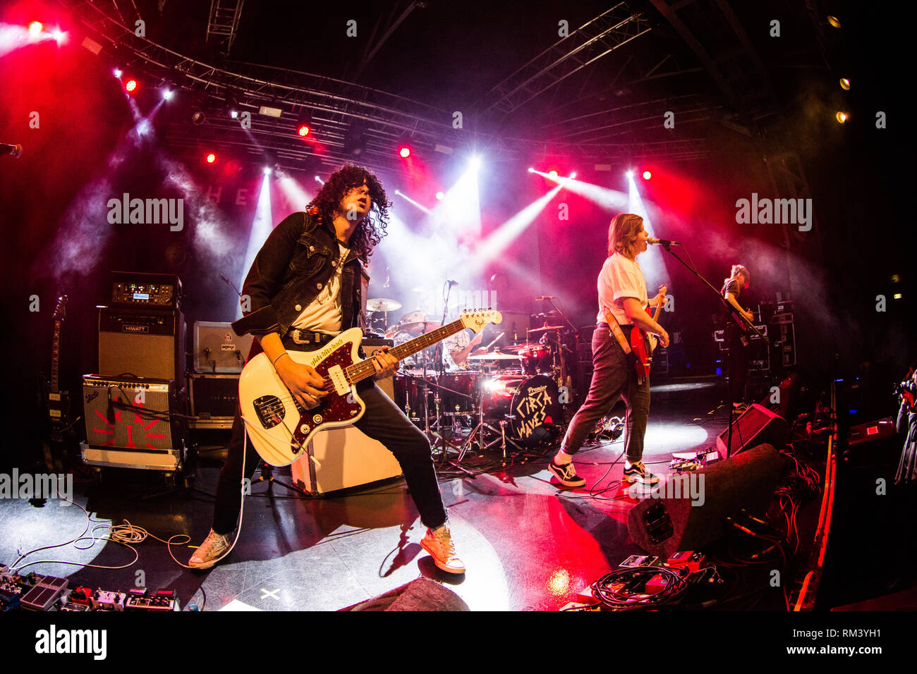 Milan, Italy. 12th Feb, 2019. The English indie rock band BLOXX performs live on stage at Fabrique opening the show of Wombats. Credit: Rodolfo Sassano/Alamy Live News Stock Photo