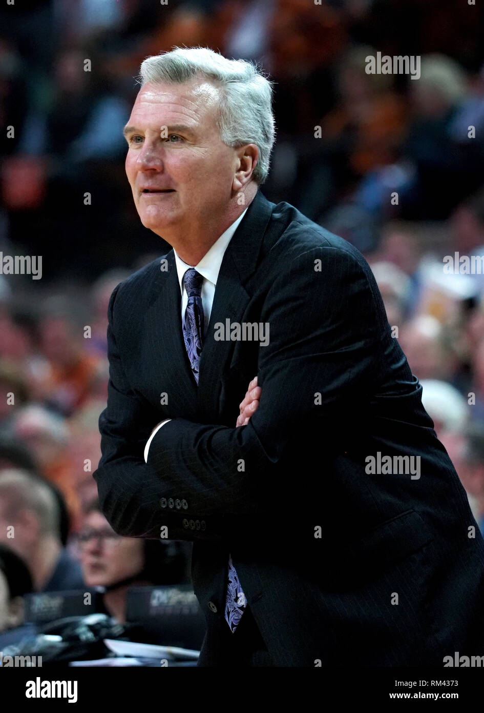 Feb 12, 2019. Head coach Bruce Weber of the Kansas State Wildcats in action vs the Texas Longhorns at the Frank Erwin Center in Austin Texas. K-State defeats Texas 71-64.Robert Backman/Cal Sport Media. Stock Photo