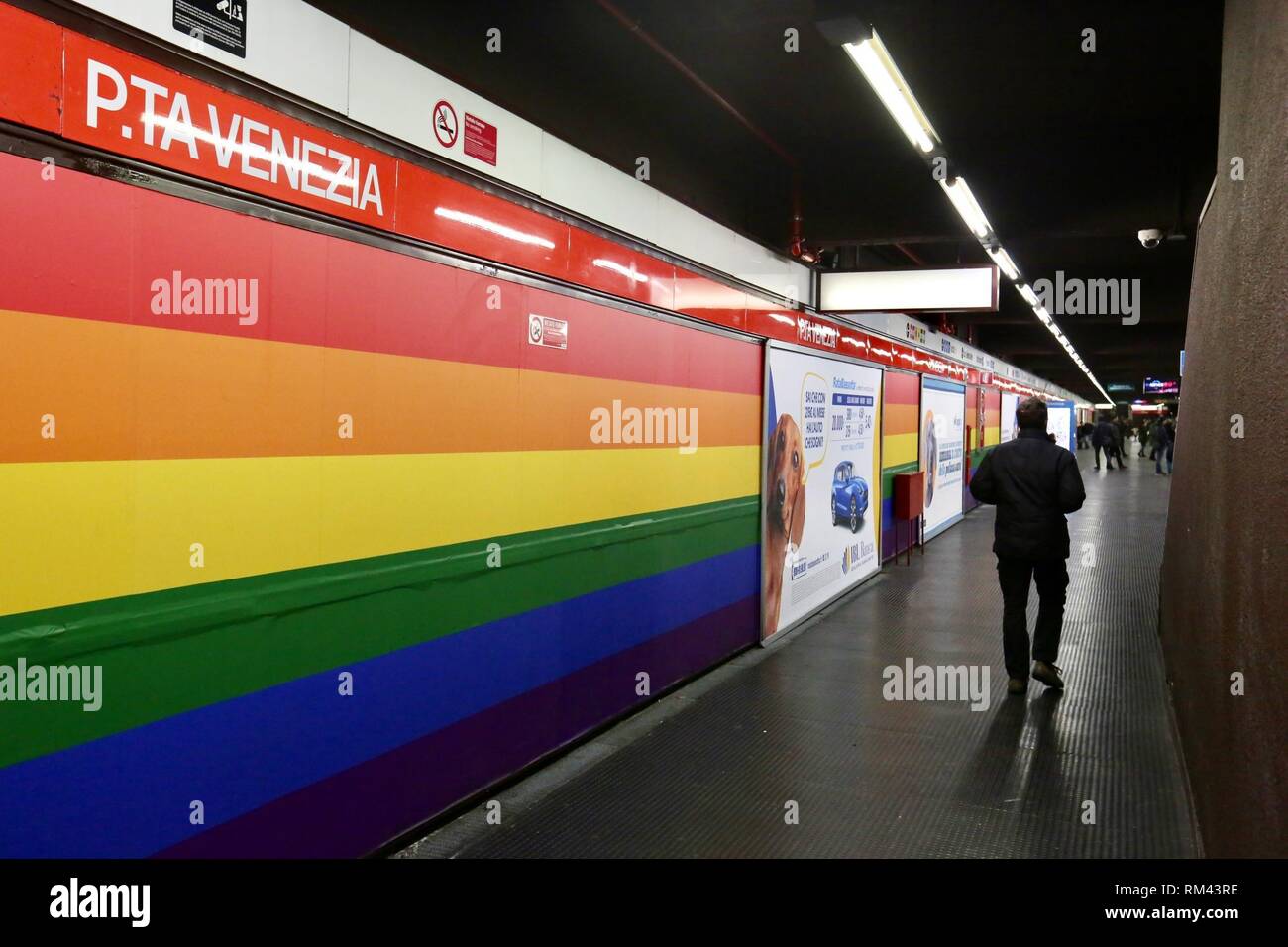 Restored the rainbow livery at the Porta Venezia metro stop (Massimo  Alberico, Milan - 2019-02-12) p.s. la foto e' utilizzabile nel rispetto del  contesto in cui e' stata scattata, e senza intento