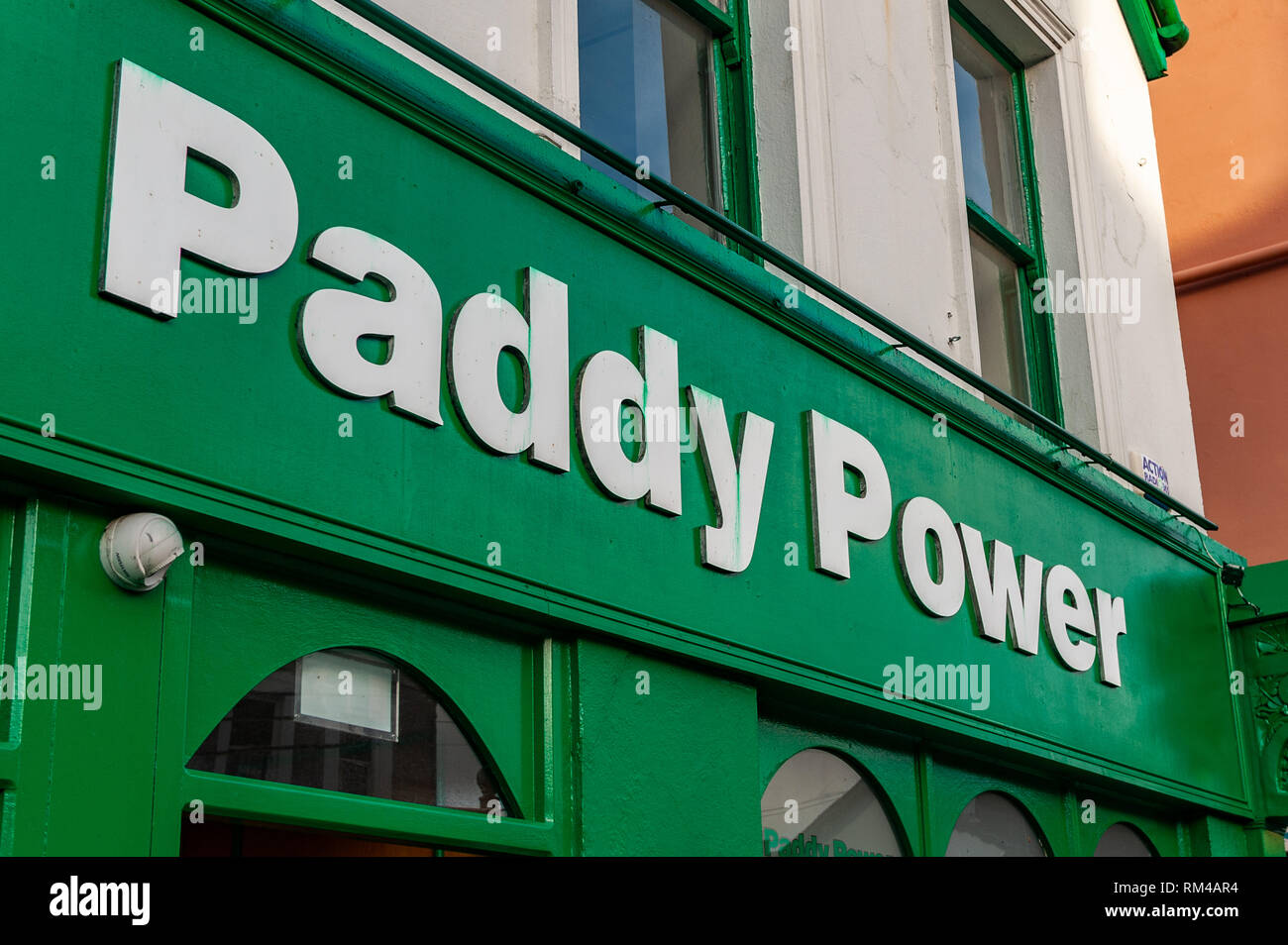Paddy Power bookmakers/betting shop front sign Stock Photo