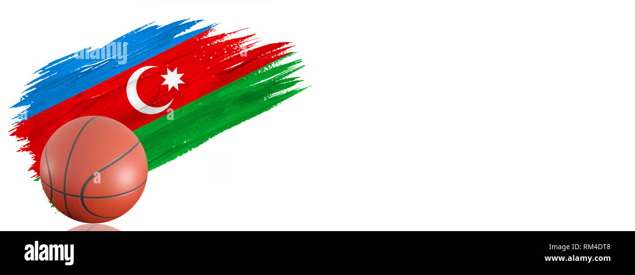 Painted brush stroke in the flag of Azerbaijan. Basketball banner with