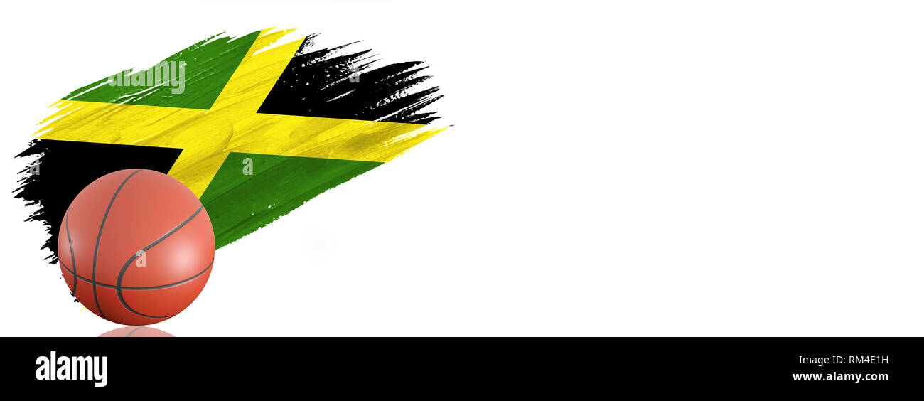 Painted Brush Stroke In The Flag Of Jamaica Basketball Banner