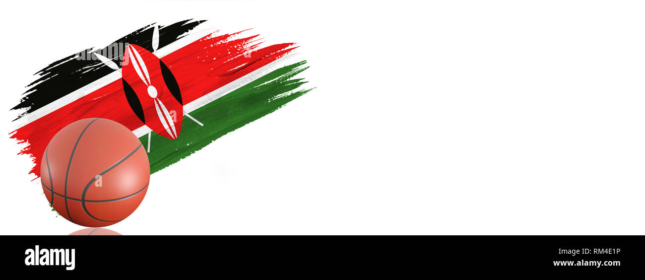 Painted Brush Stroke In The Flag Of Kenya Basketball Banner With