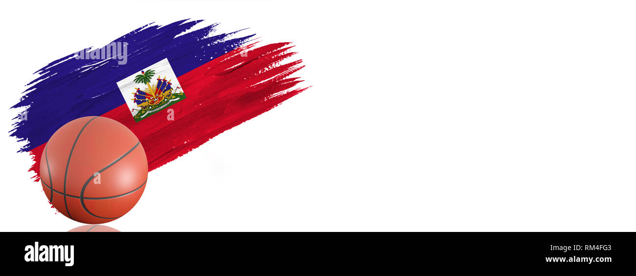 Painted brush stroke in the flag of Haiti. Basketball banner with