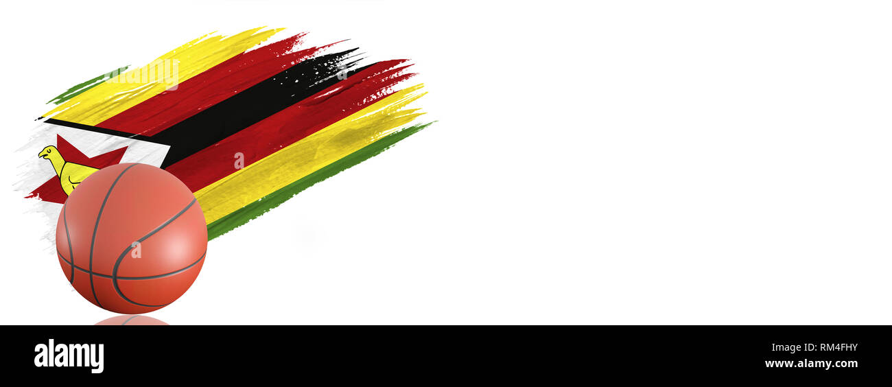 Painted brush stroke in the flag of Zimbabwe. Basketball banner with