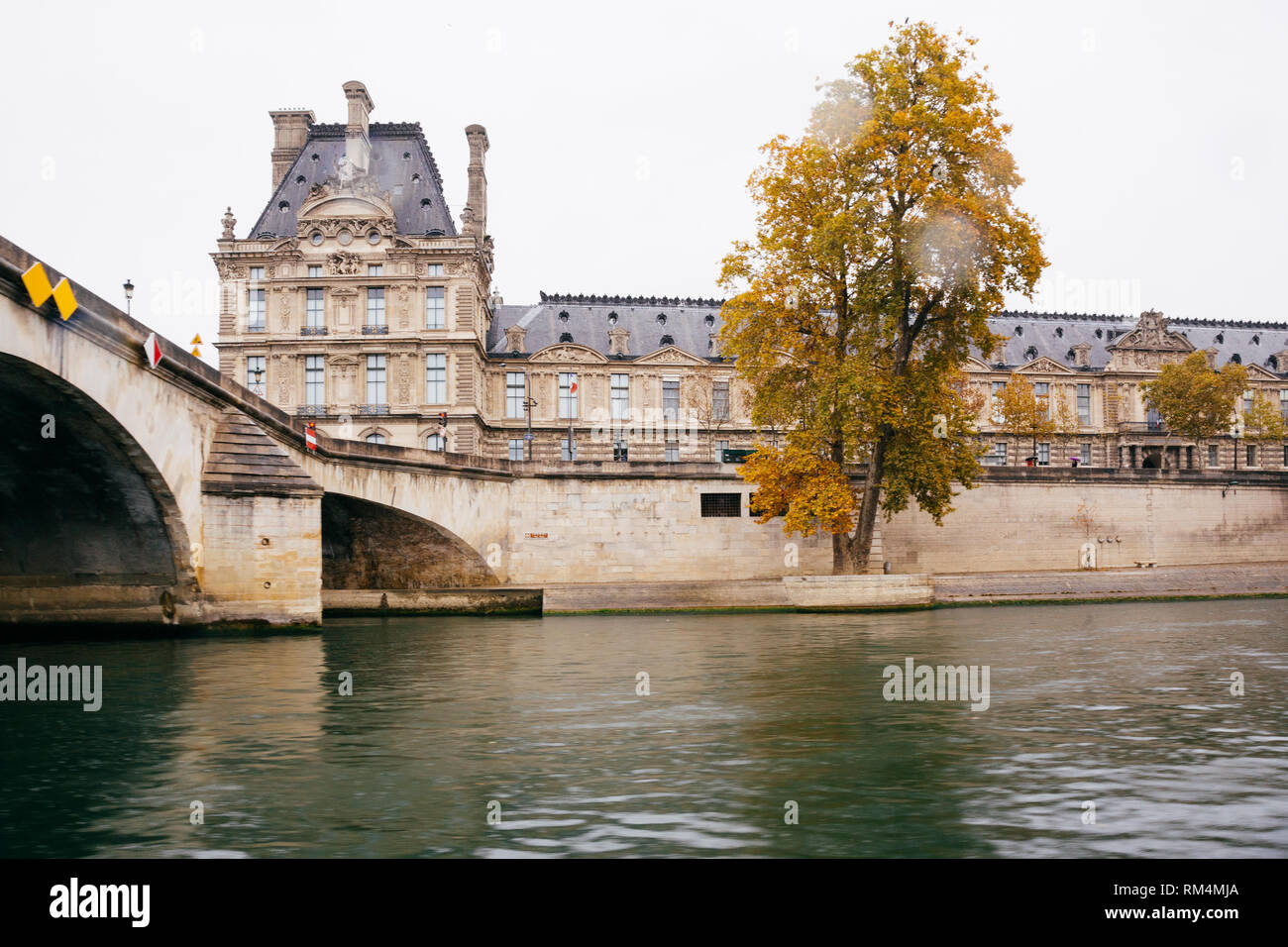 Paris (France) - The river Seine, the Louvre and the Carrousel bridge Stock Photo
