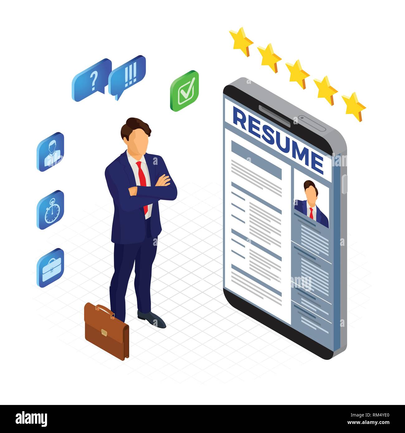 Isometric Employment and Hiring Concept Stock Vector