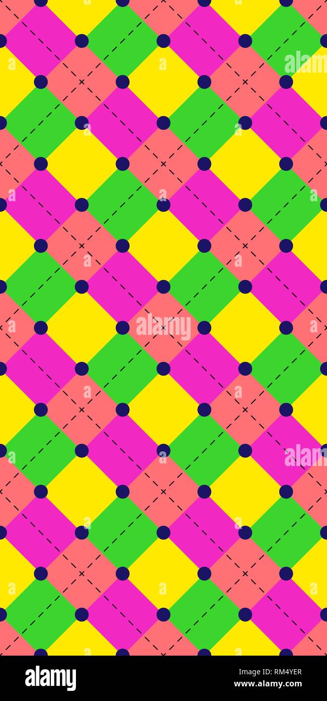 Seamless repeating background of squares and dashed lines Stock Vector