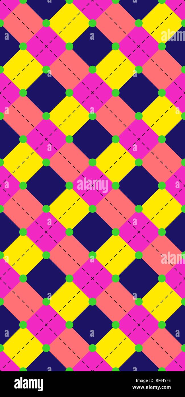 Seamless repeating background of squares and dashed lines Stock Vector