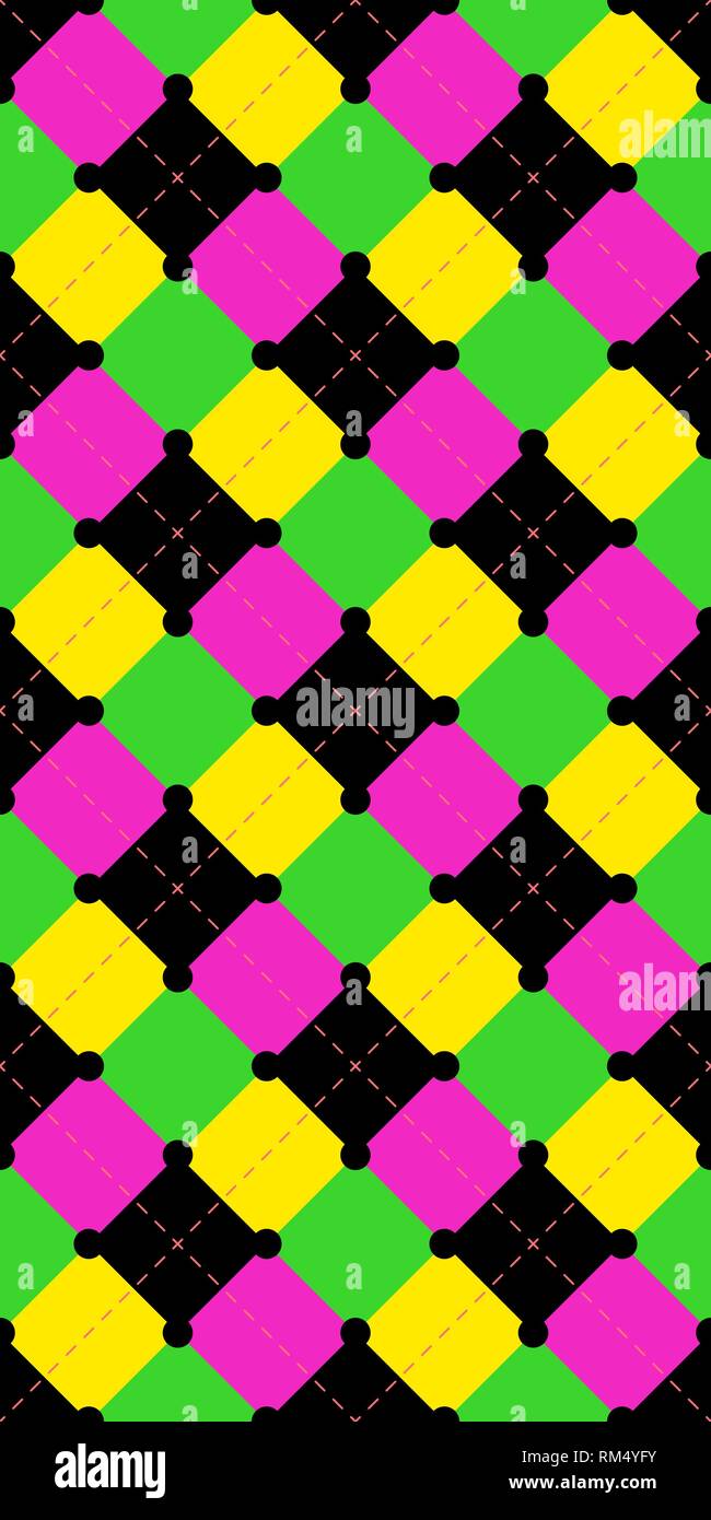 Seamless repeating background of squares and dashed lines Stock Vector