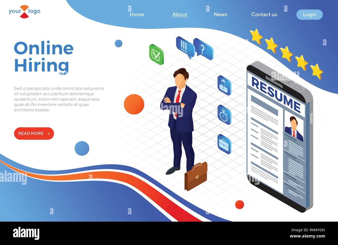 Isometric Employment and Hiring Concept Stock Vector