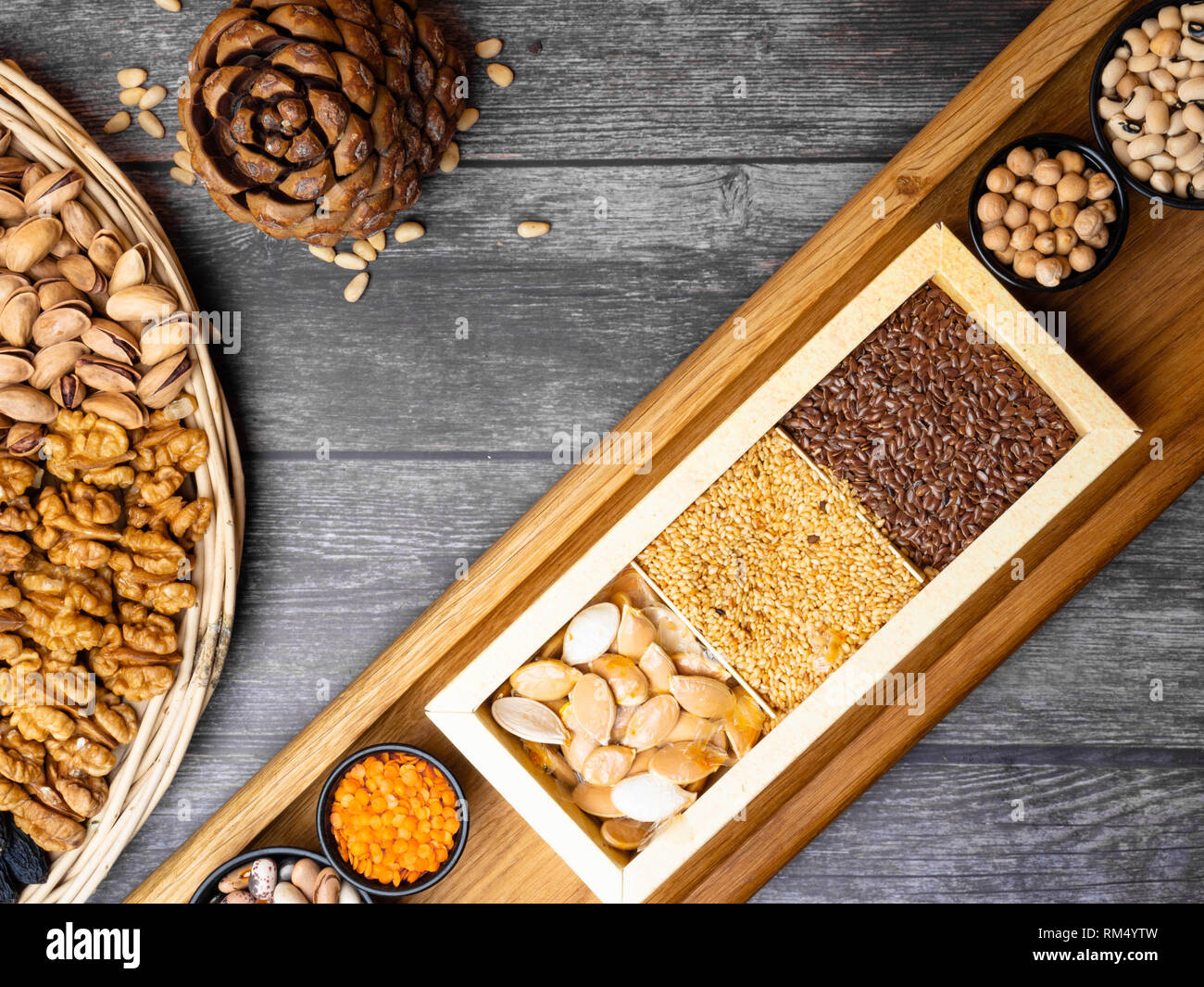 Legumes bean seed nuts, Food sources of fiber, Concept image for healthy or vegetarian cooking