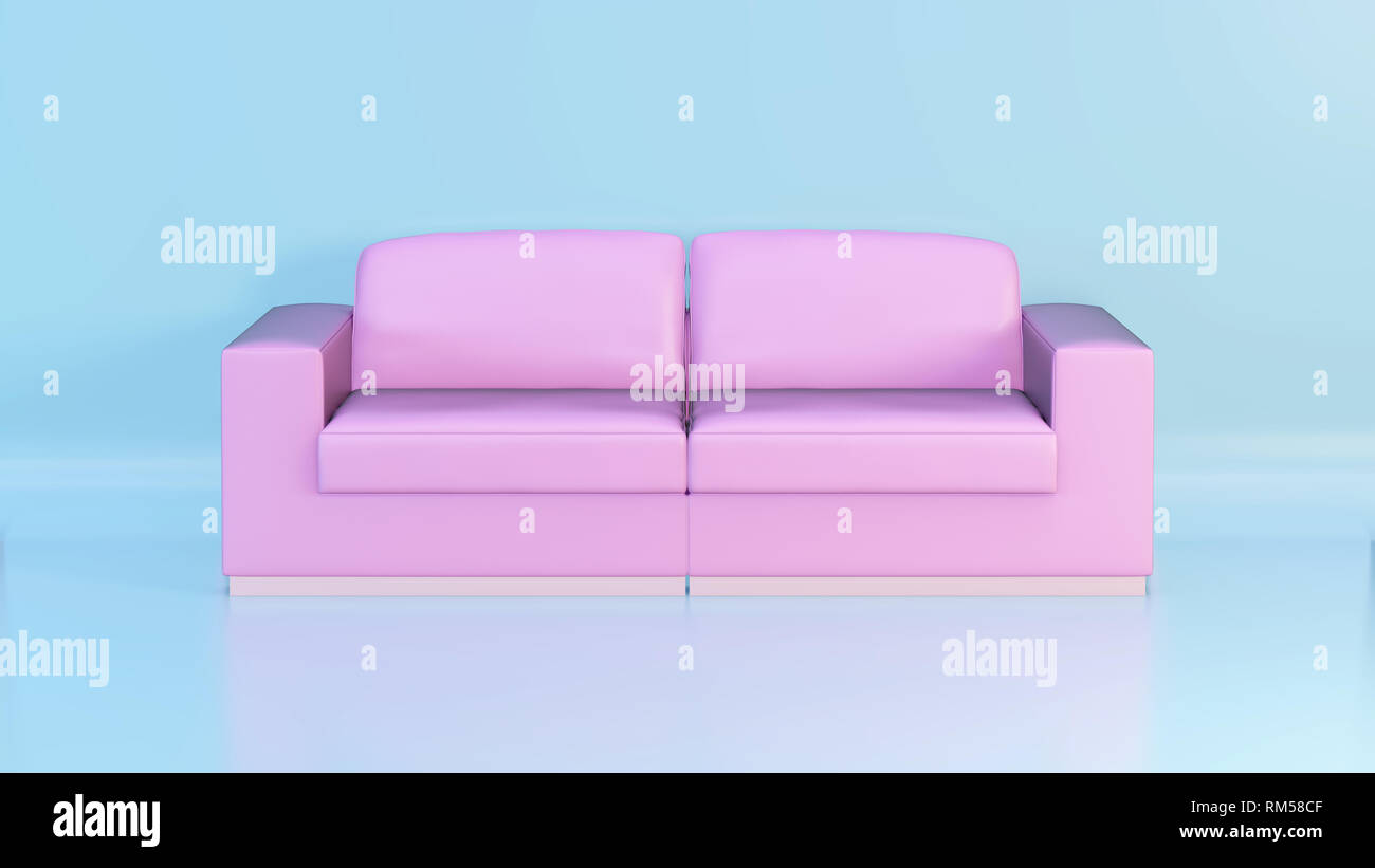 Modern pastel color sofa in studio background. 3d rendering. Stock Photo
