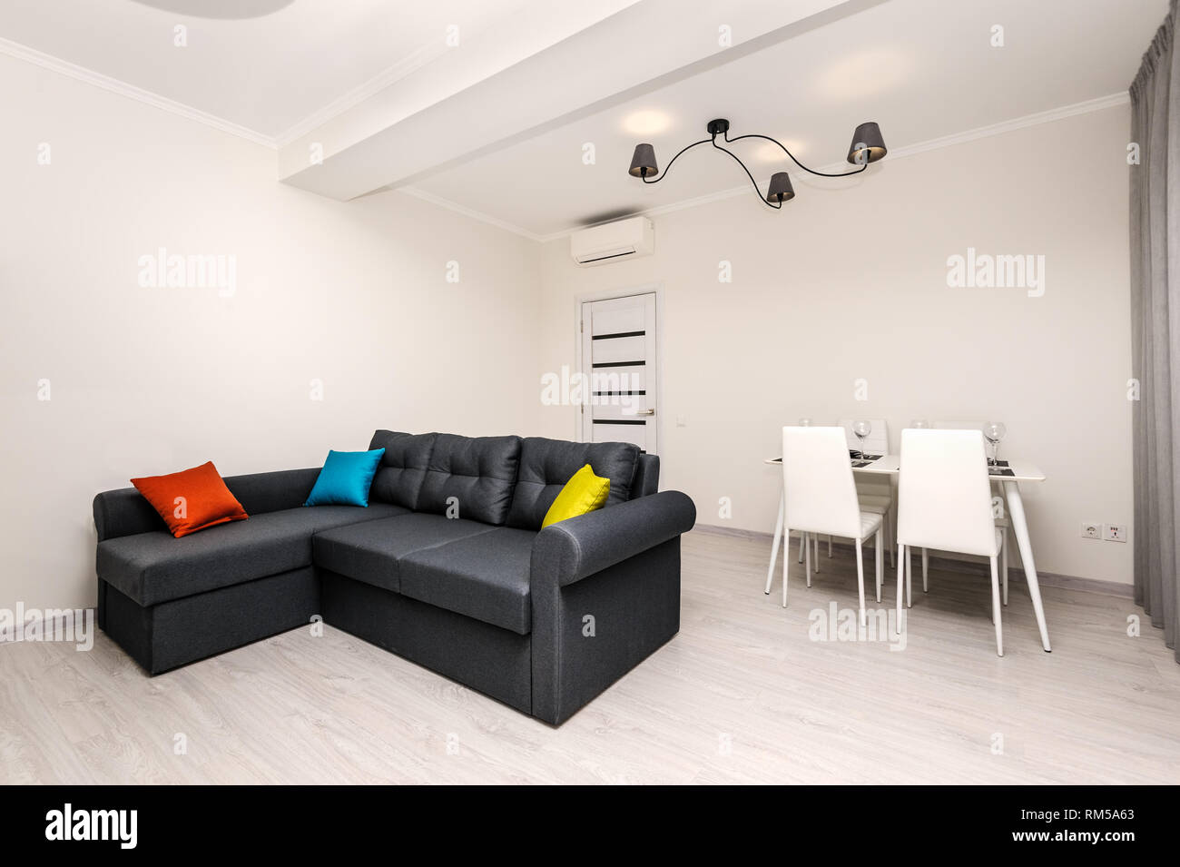 Modern white and gray living room interior Stock Photo