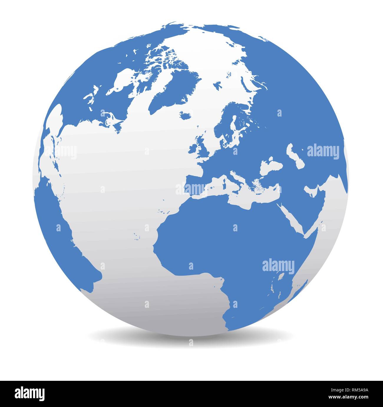 Europe, Russia and Africa, Global World, Vector Map Icon of the World Globe Stock Vector