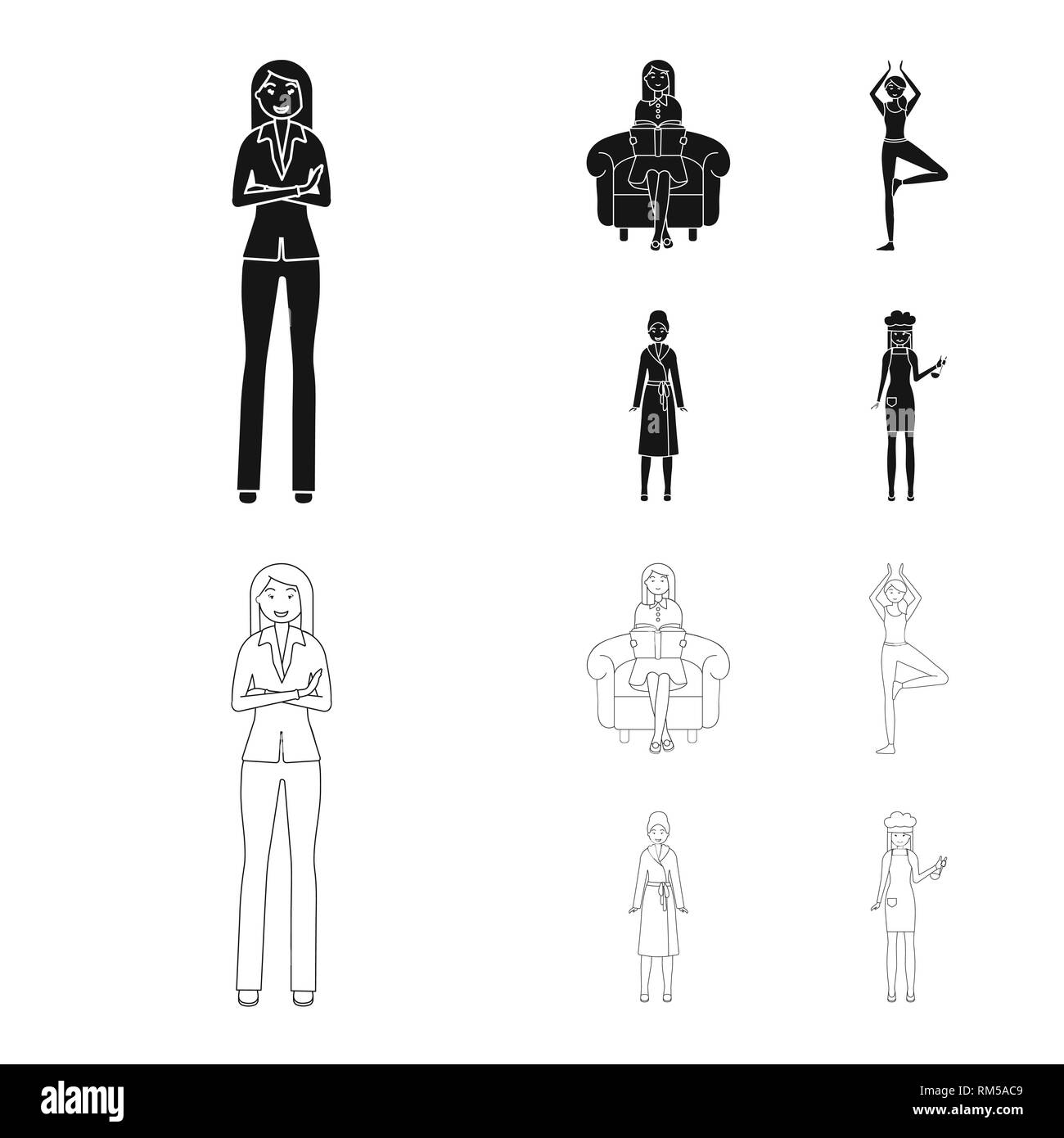 Isolated object of posture and mood sign. Collection of posture and ...