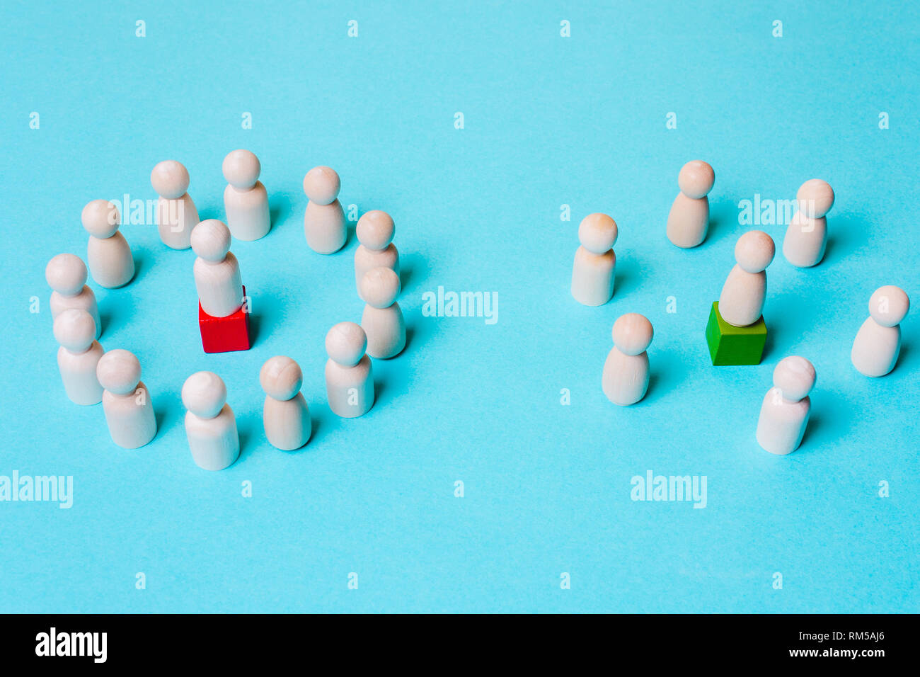 Two leaders, different social, business teams. Focus group Stock Photo