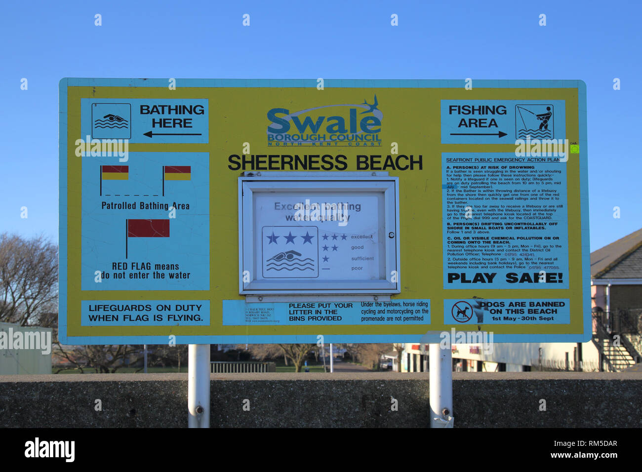 sheerness promenade and beach sign on the isle of sheppey kent england Stock Photo