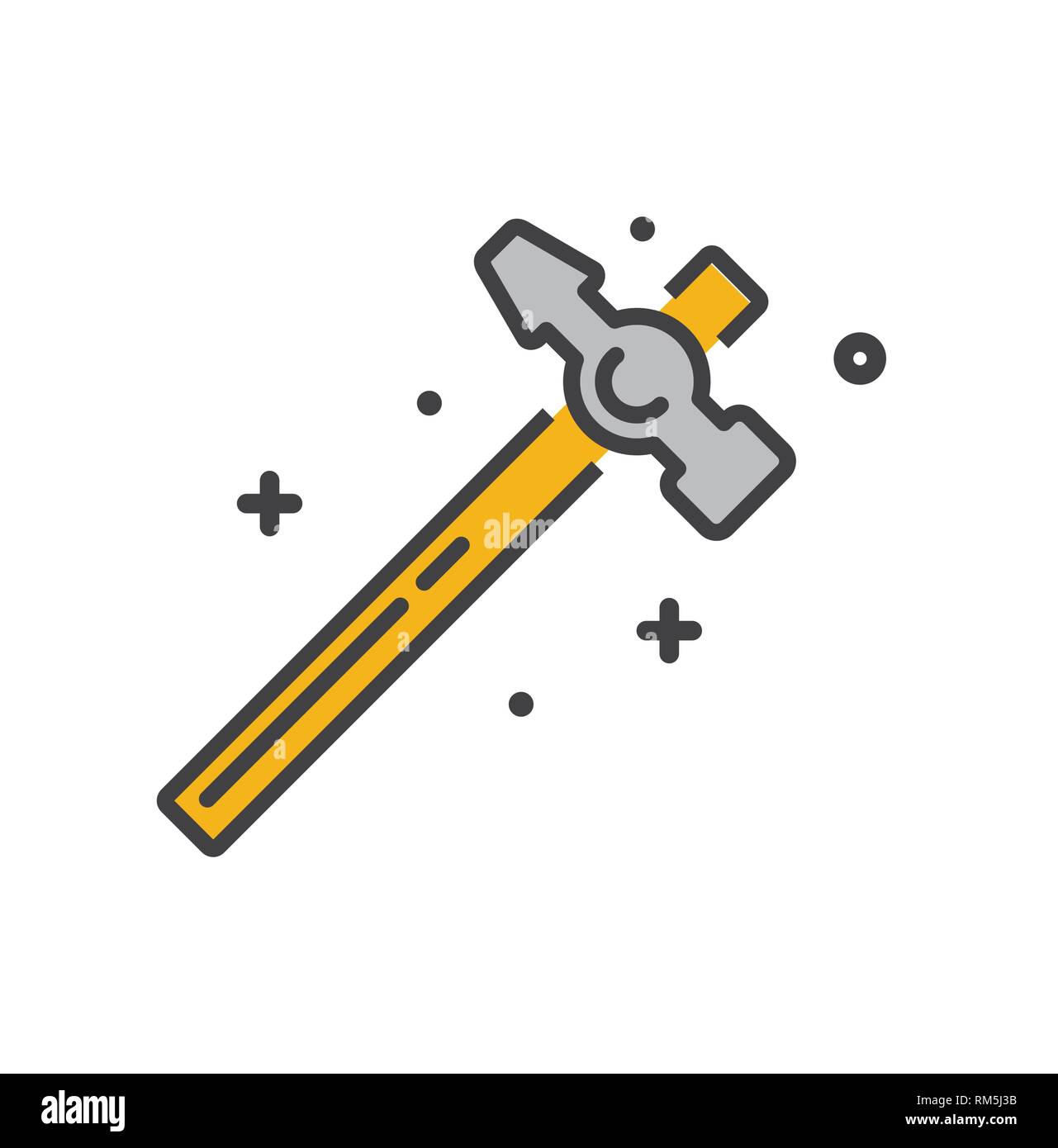 Tool hammer line icon on white background for graphic and web design ...