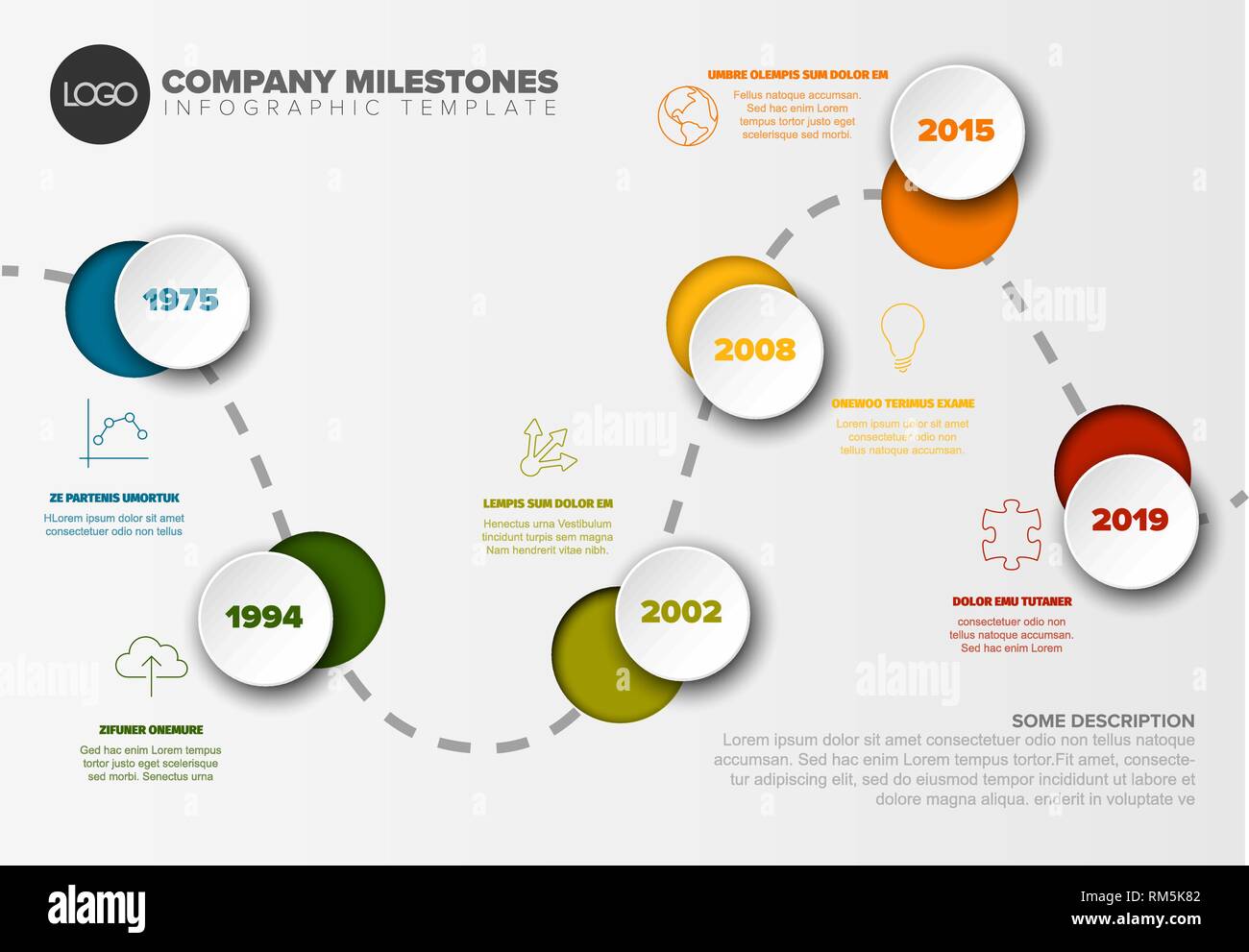 Vector Infographic timeline report template with icons and simple ...