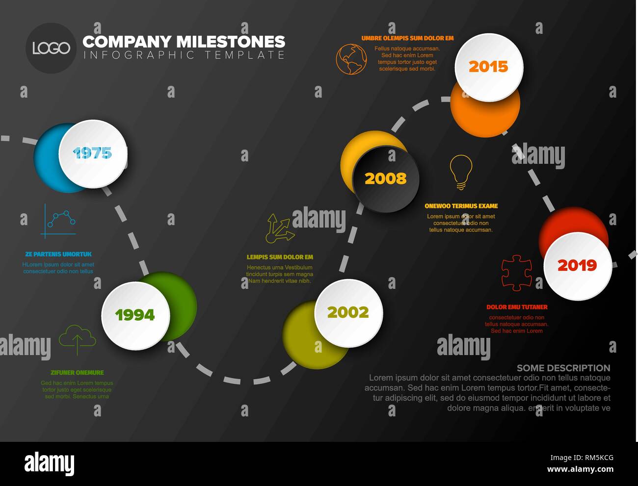 Vector Infographic timeline report template with icons and simple ...