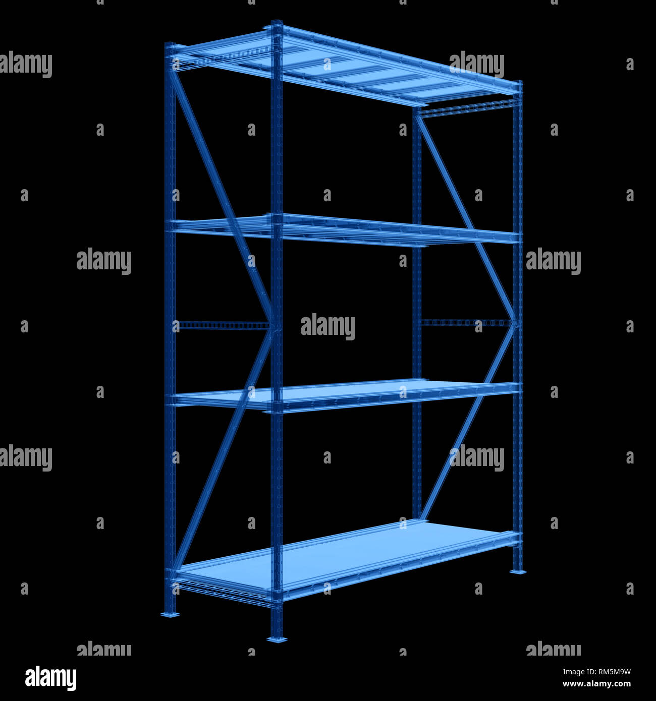 Front View Empty Rack Design 3d rendering empty warehouse rack x-ray isolated on black Stock Photo ...