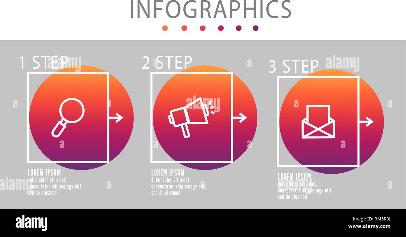 Modern vector line 3D illustration. Infographic circles template with ...