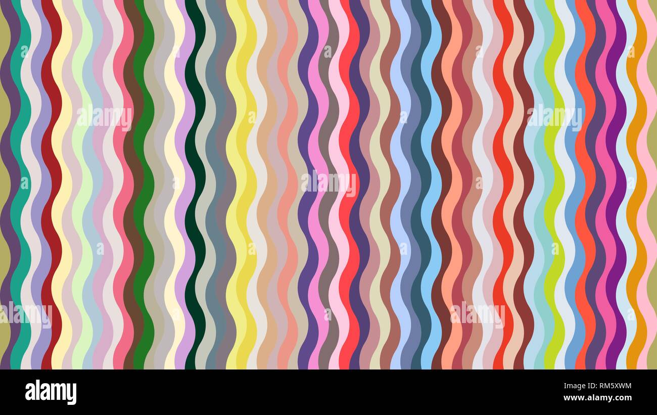 Stylish, geometric wavy background with a set of fashionable spring ...