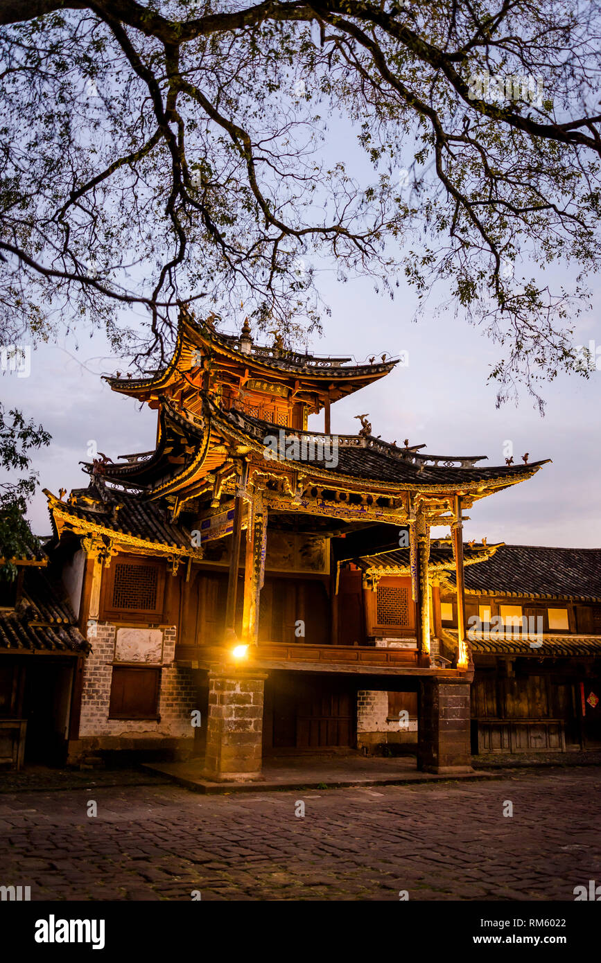Bai architecture - Old Theatre Inn, Shaxi historic market town, Yunnan, China Stock Photo