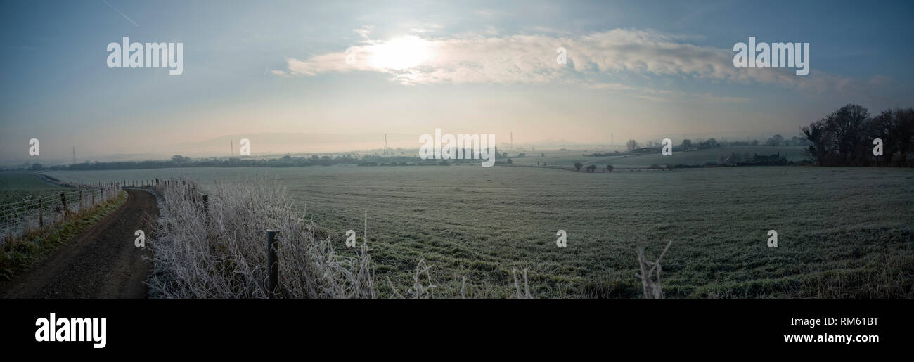 View over the Arun Valley from the Downs Link trail, West Sussex, UK Stock Photo