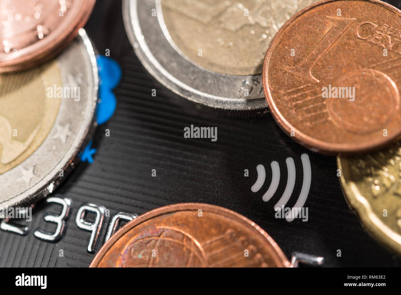EC Card with Euro coins Stock Photo Alamy