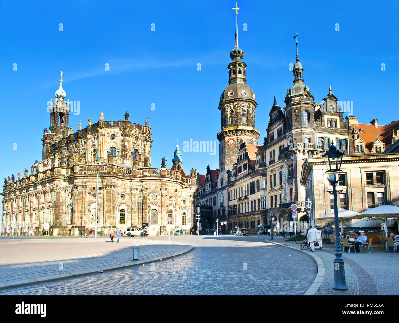 Theaterplatz square in Dresden, Germany. Cityscape of amazing